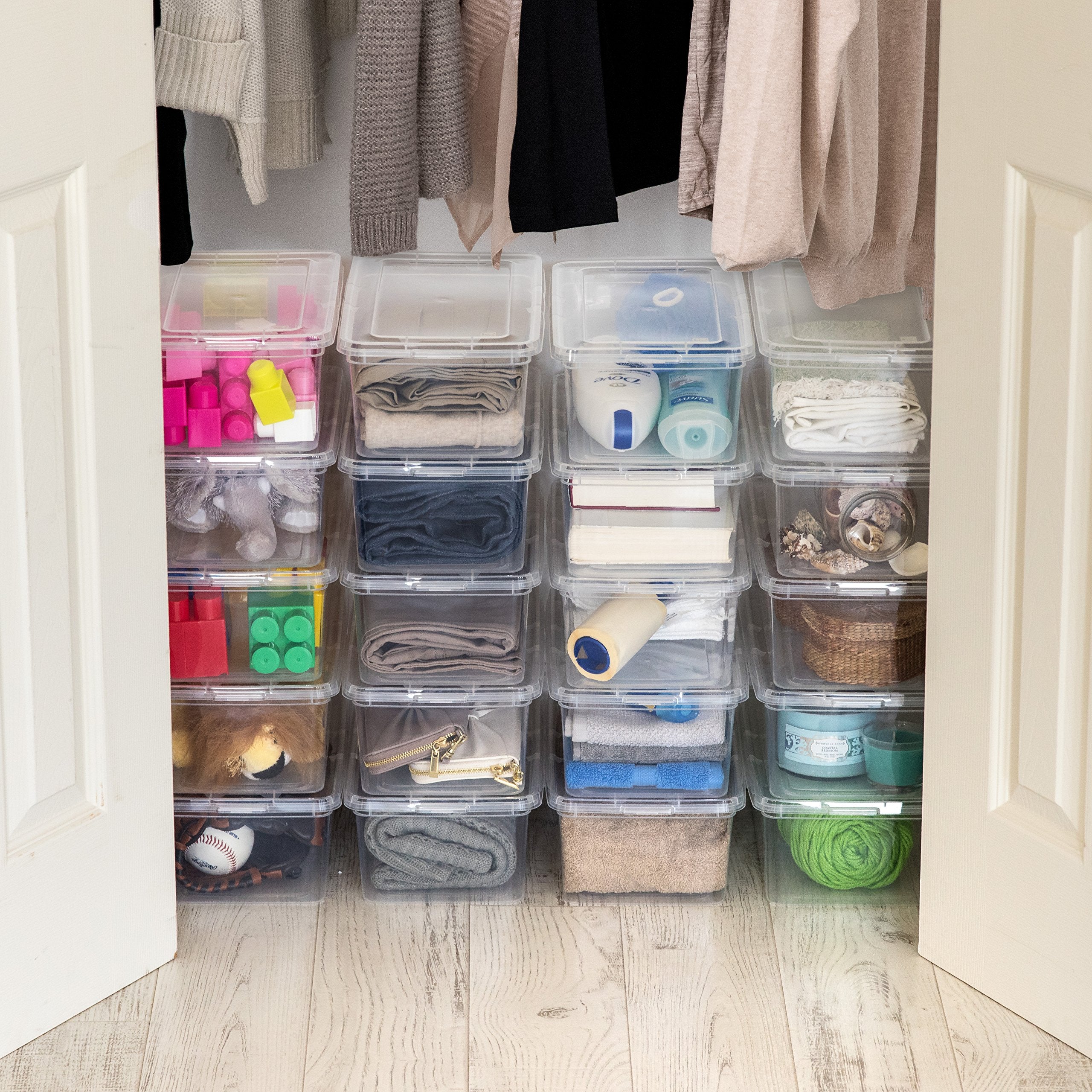 6 Quart Clear Storage Bins with Lids - 20 Pack Stackable Containers