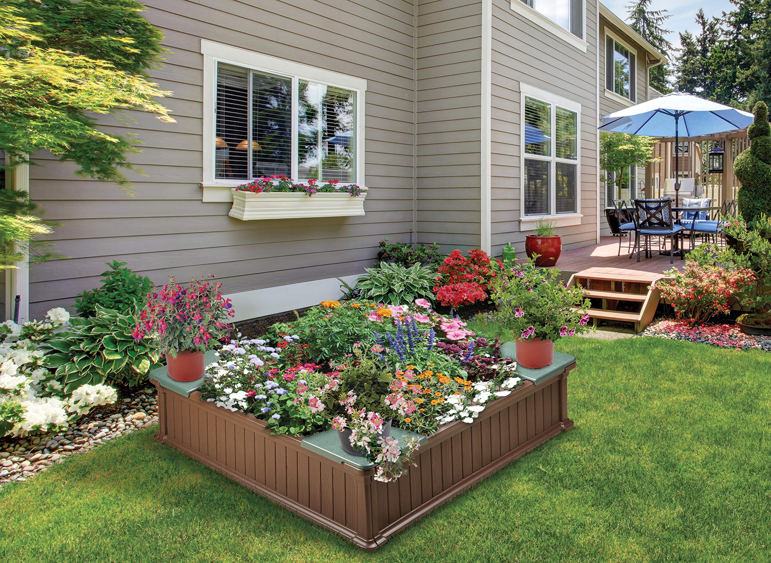 2 in 1 Sandbox & Garden Planter - Easy Assembly Outdoor Sensory Play and Planting Box