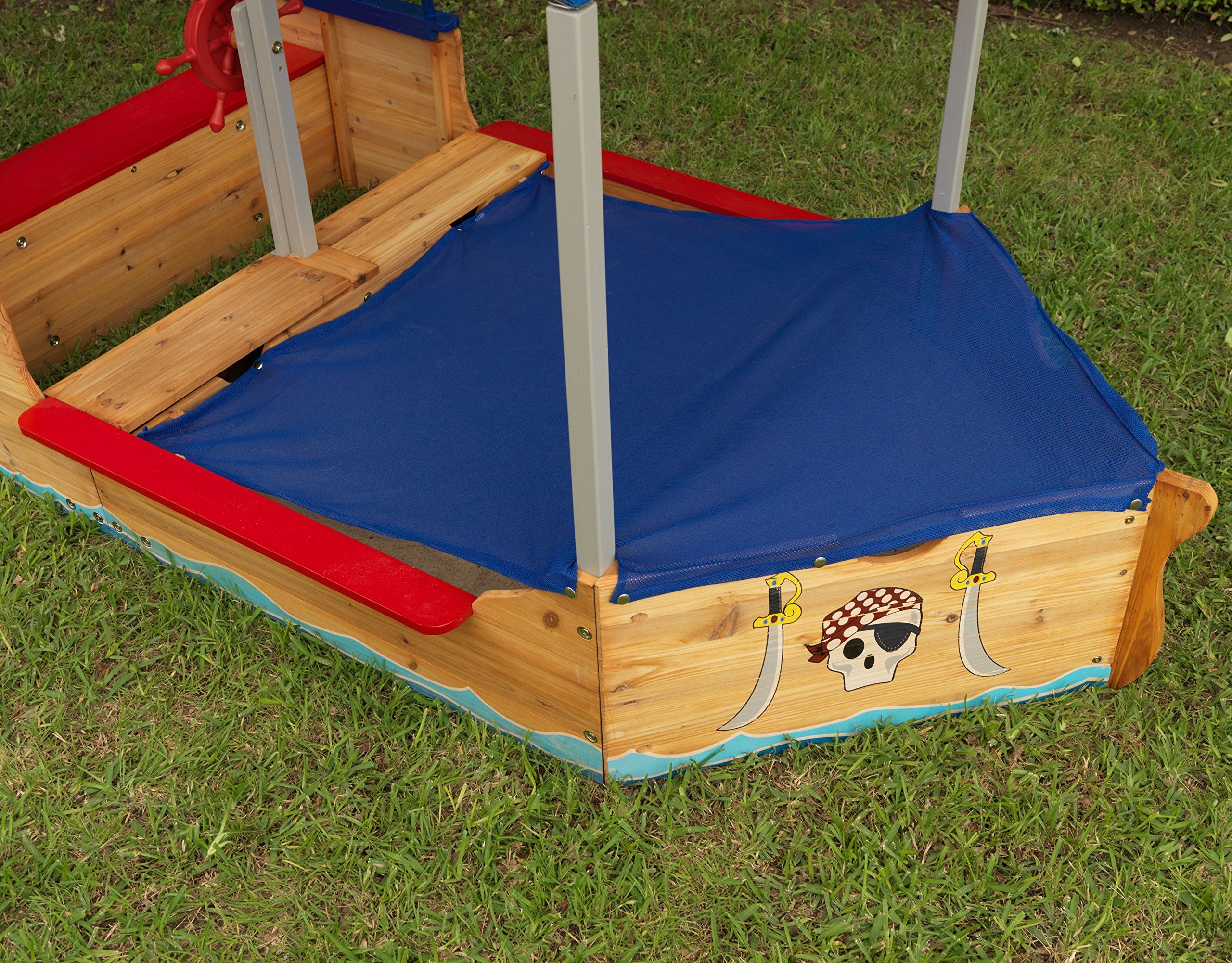 Wooden Pirate Sandbox with Canopy