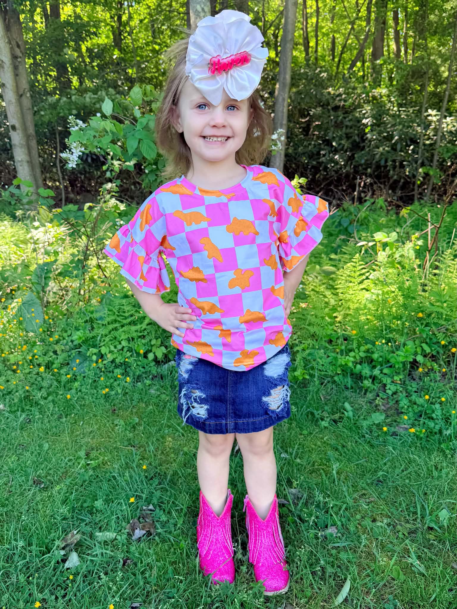 Dino chicken nuggets ruffle tee