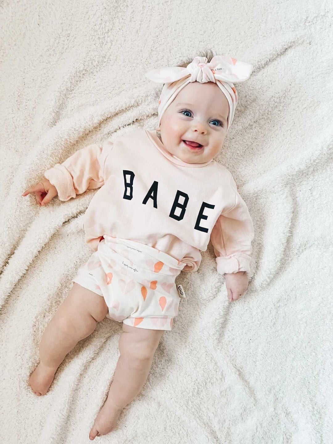 Pastel Pink Hearts on Cream Bummies
