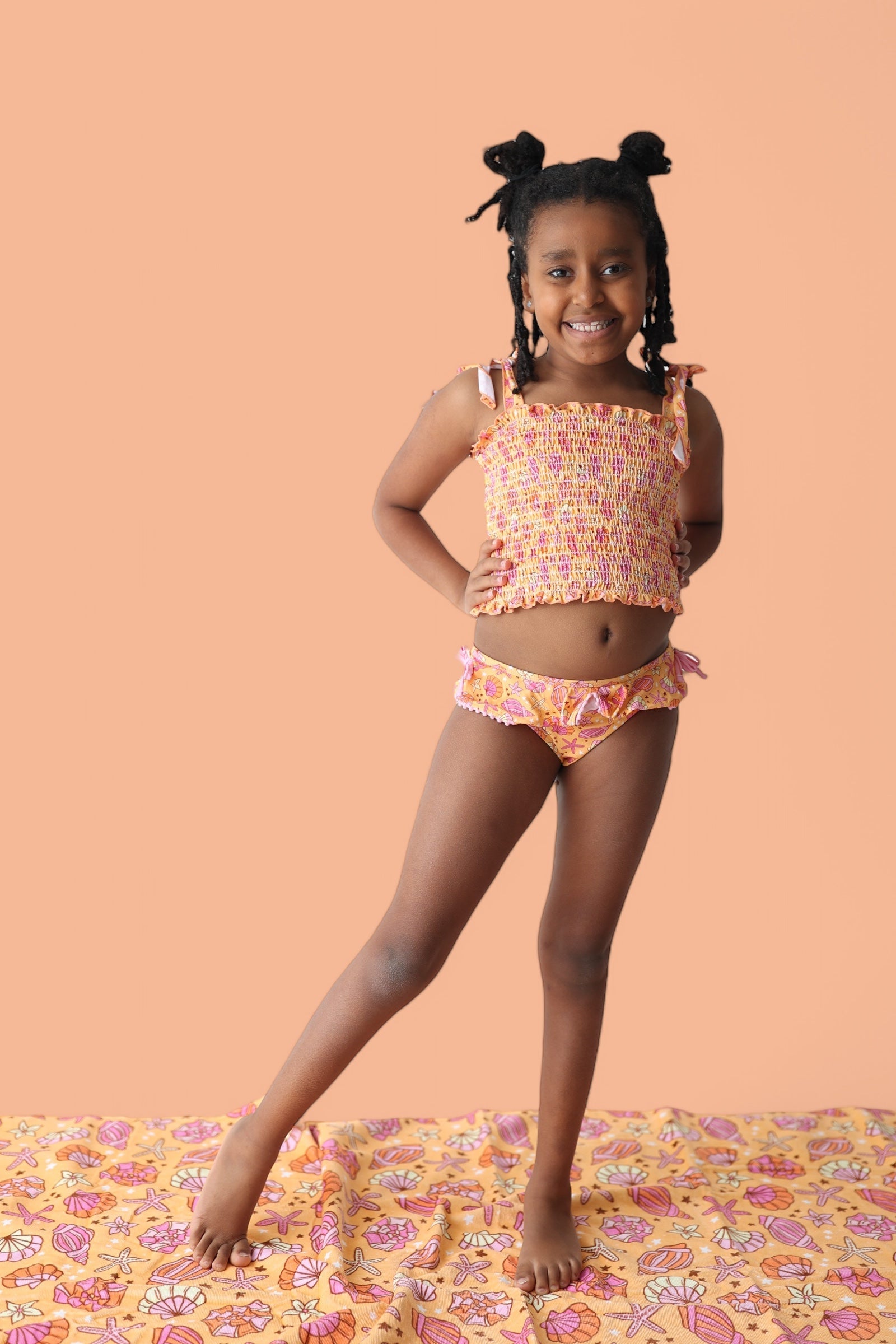 SHELLO SUMMER DREAM SMOCKED TANKINI TWO PIECE SWIM SUIT