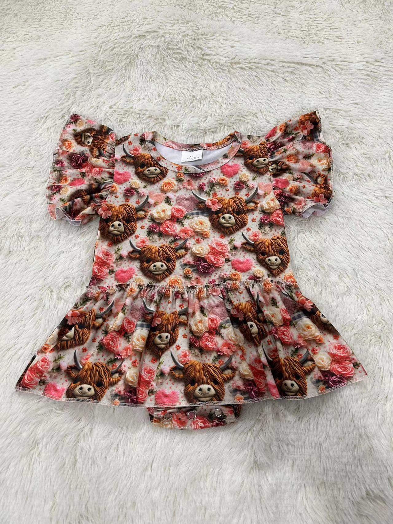 Pink highland skirted romper