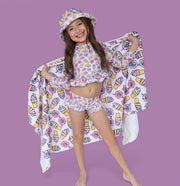 SWEET SUMMER DREAM RASH GUARD RUFFLE TWO-PIECE SWIM SUIT