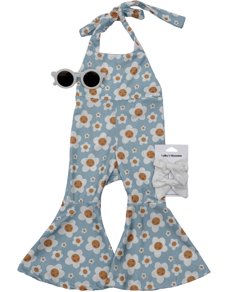 Andi Pleated Bell Bottom Jumpsuit - Happy Daisy