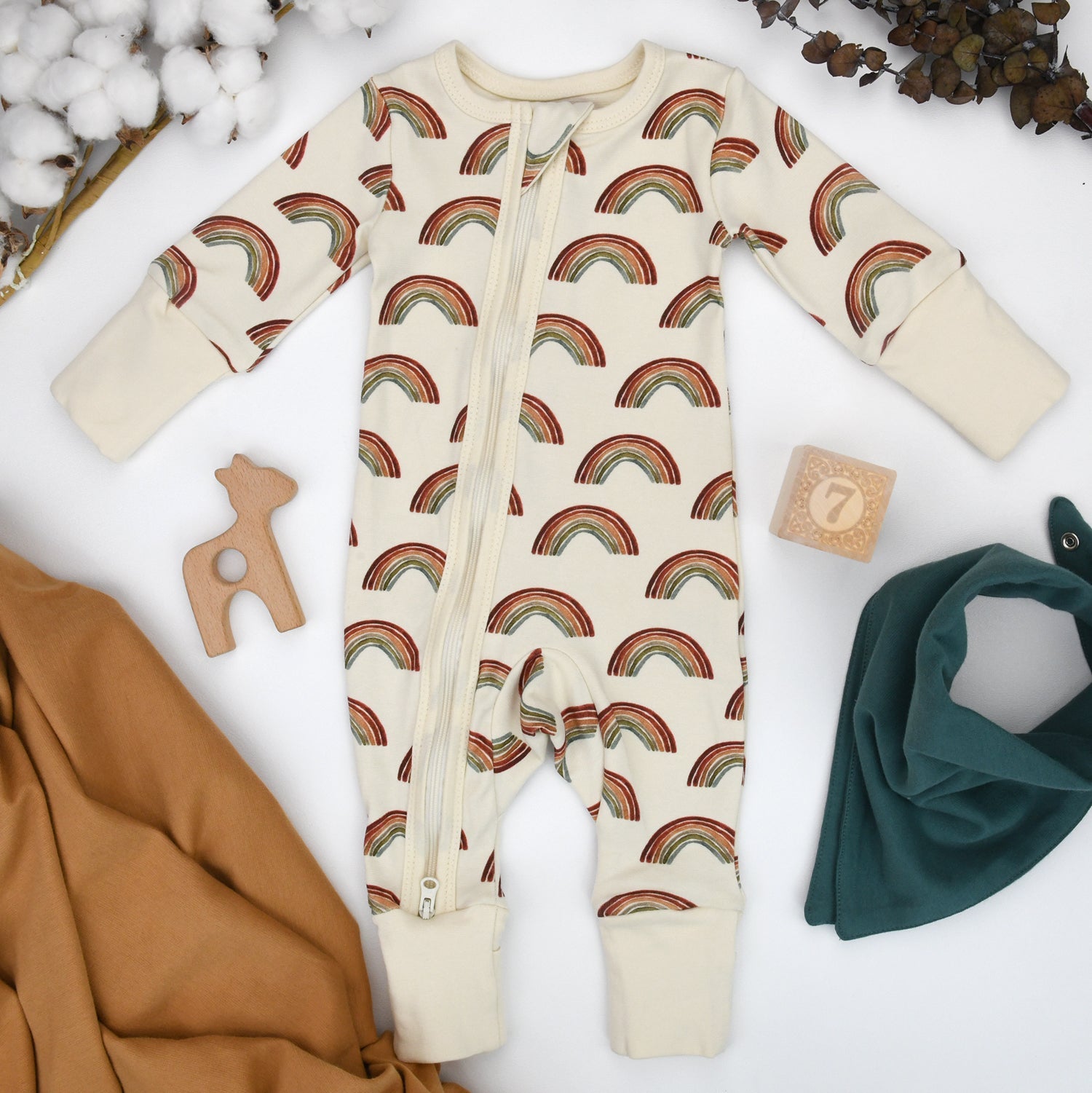 Organic Cotton Baby Pajamas 2-Way Zip Front Zipper Sleeper, August