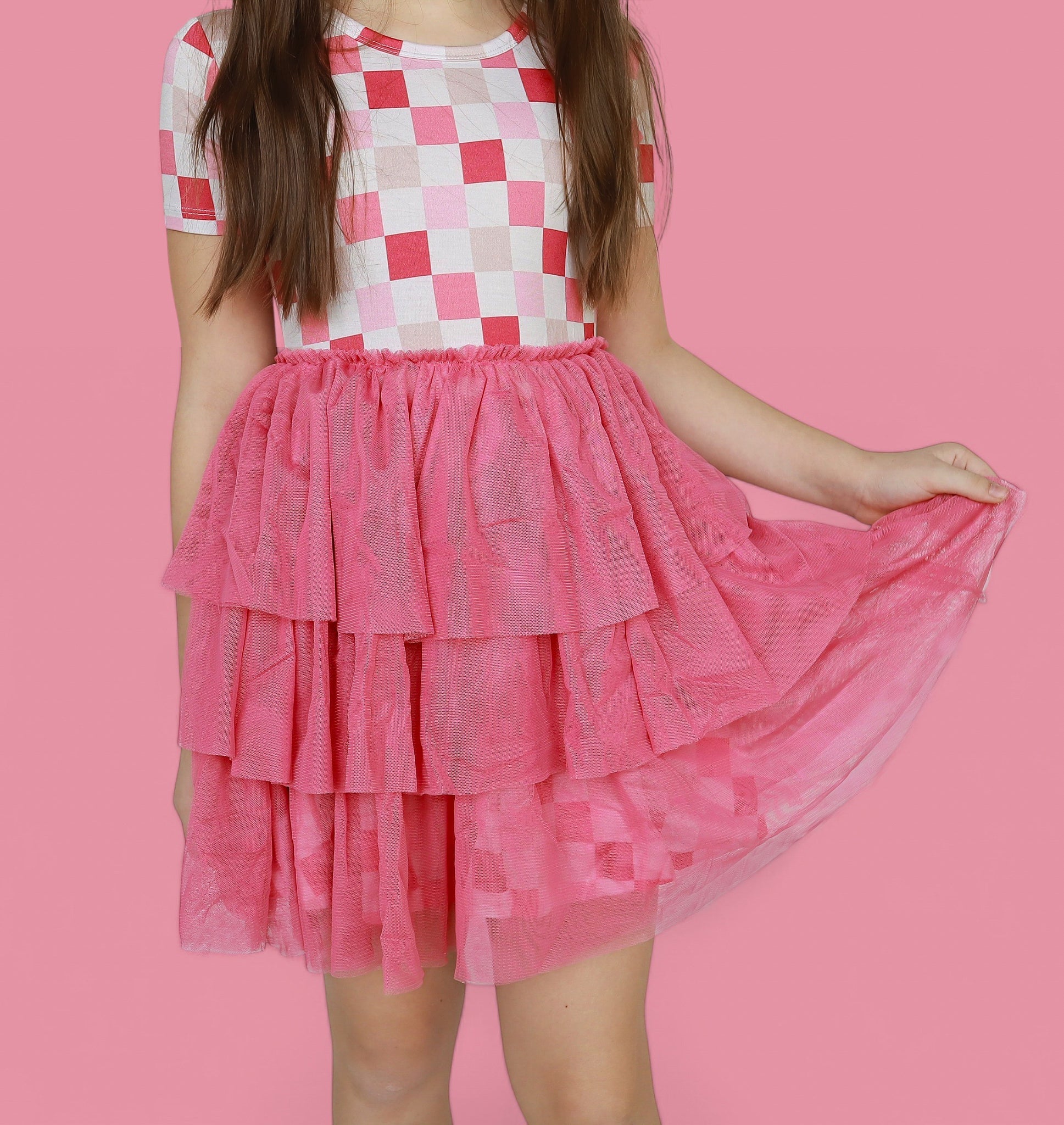 DREAMY PINK CHECKERS DREAM TUTU DRESS