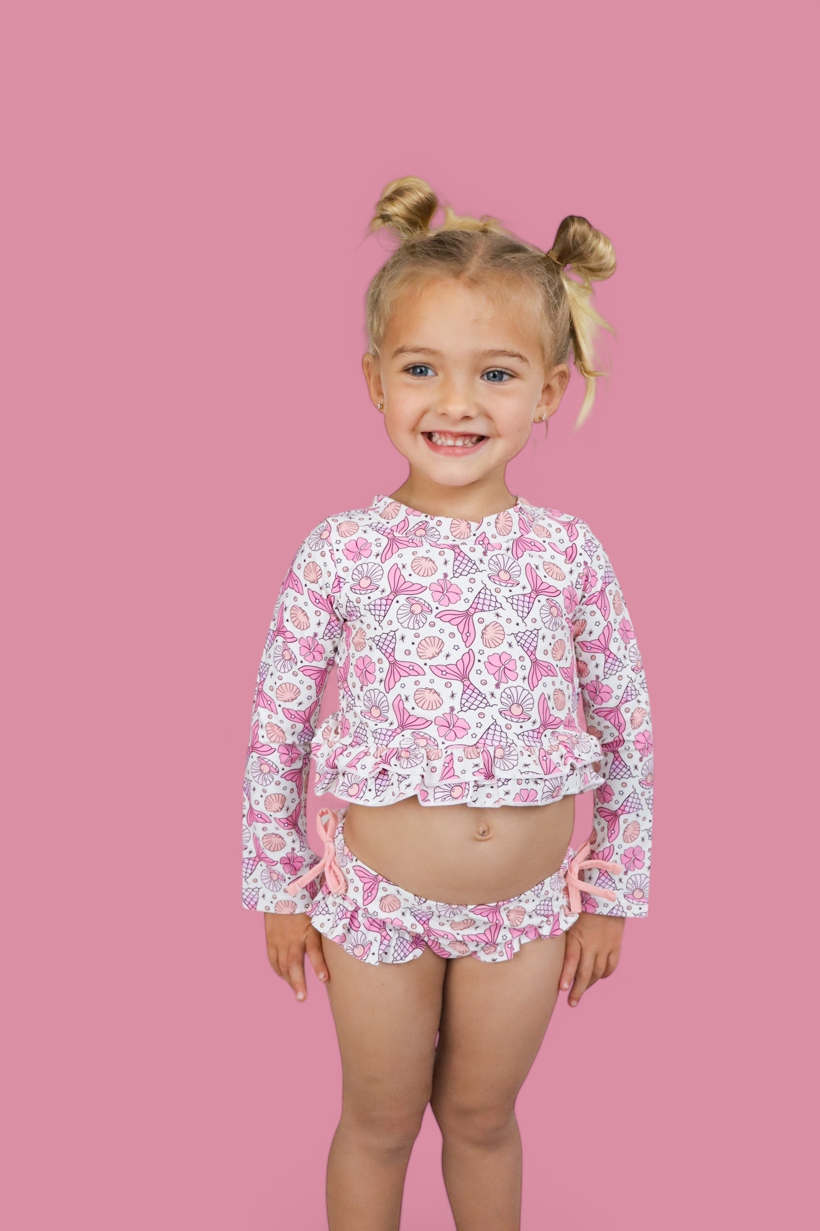 MAGICAL MERMAID DREAM TWO-PIECE RASH GUARD RUFFLE SWIM SUIT