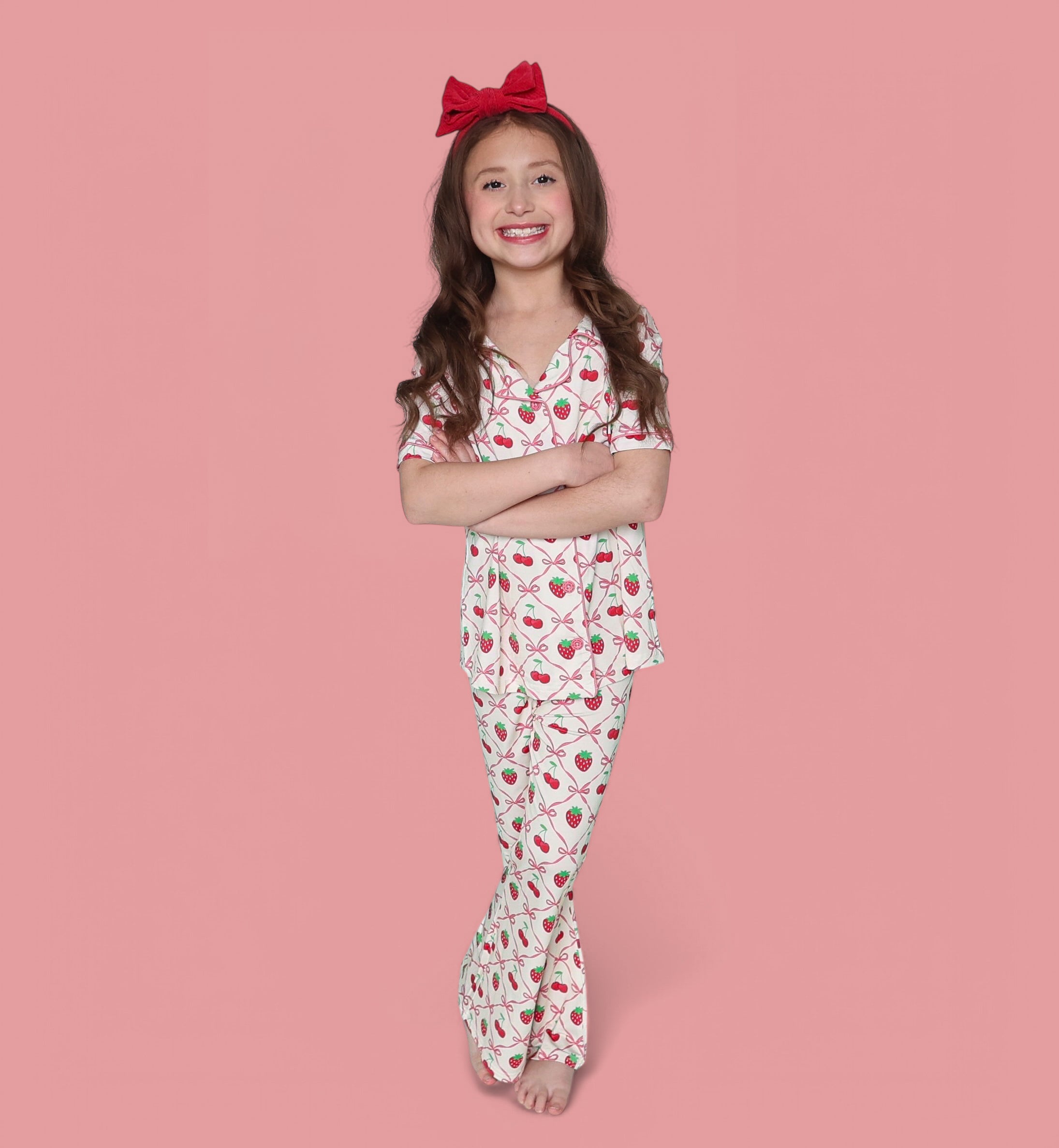 CHERRY BOW BERRY DREAM GIRL'S FLARE SET