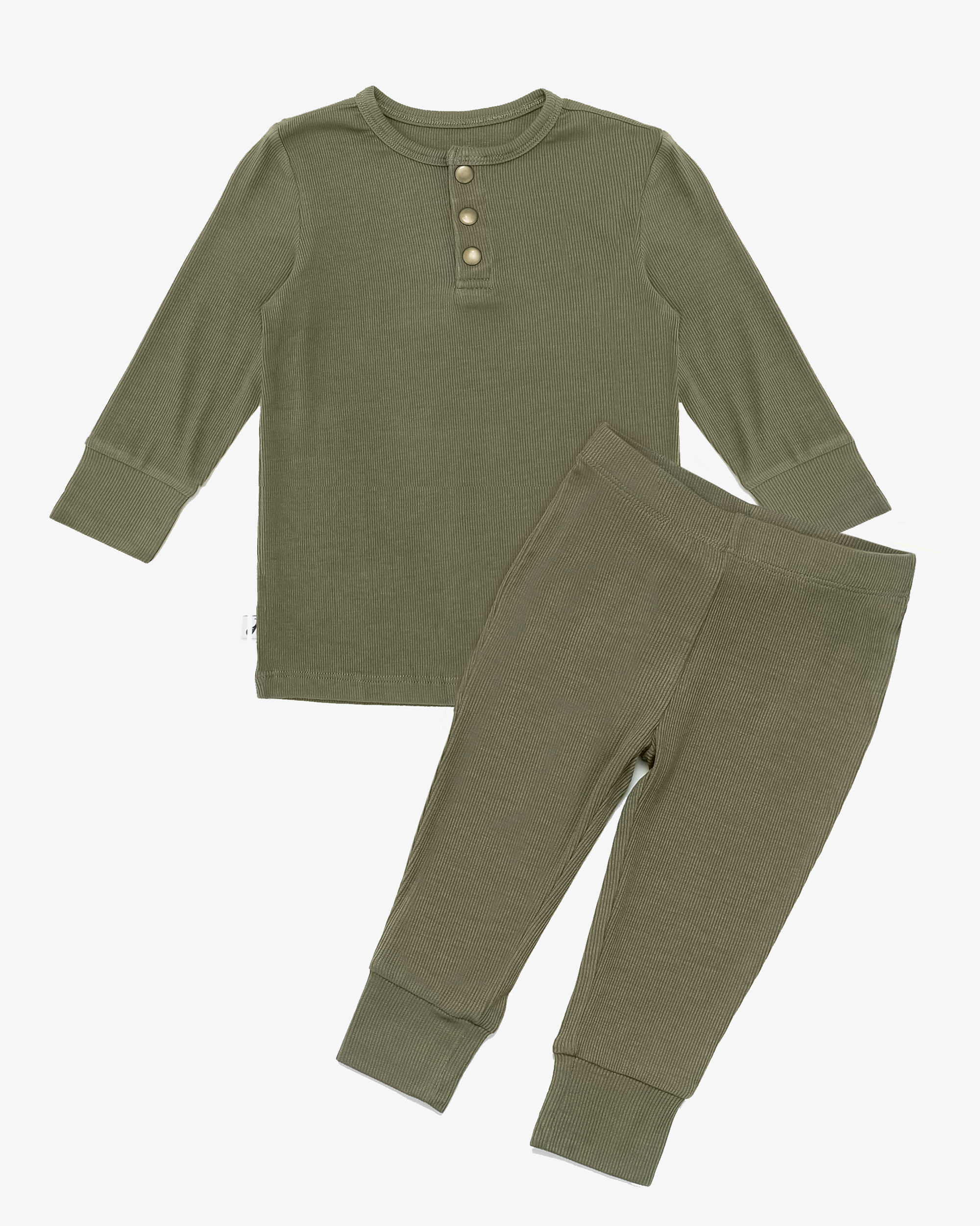 Olive Ribbed Two-Piece Set
