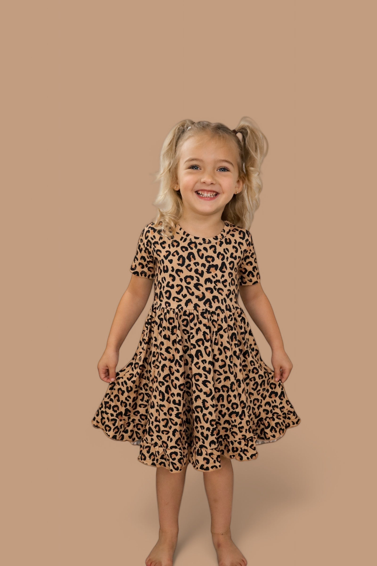 LEOPARD DREAM RUFFLE DRESS