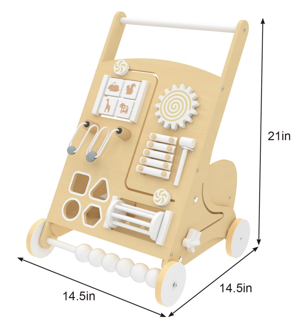 Wooden Baby Activity Walker with Sensory Play