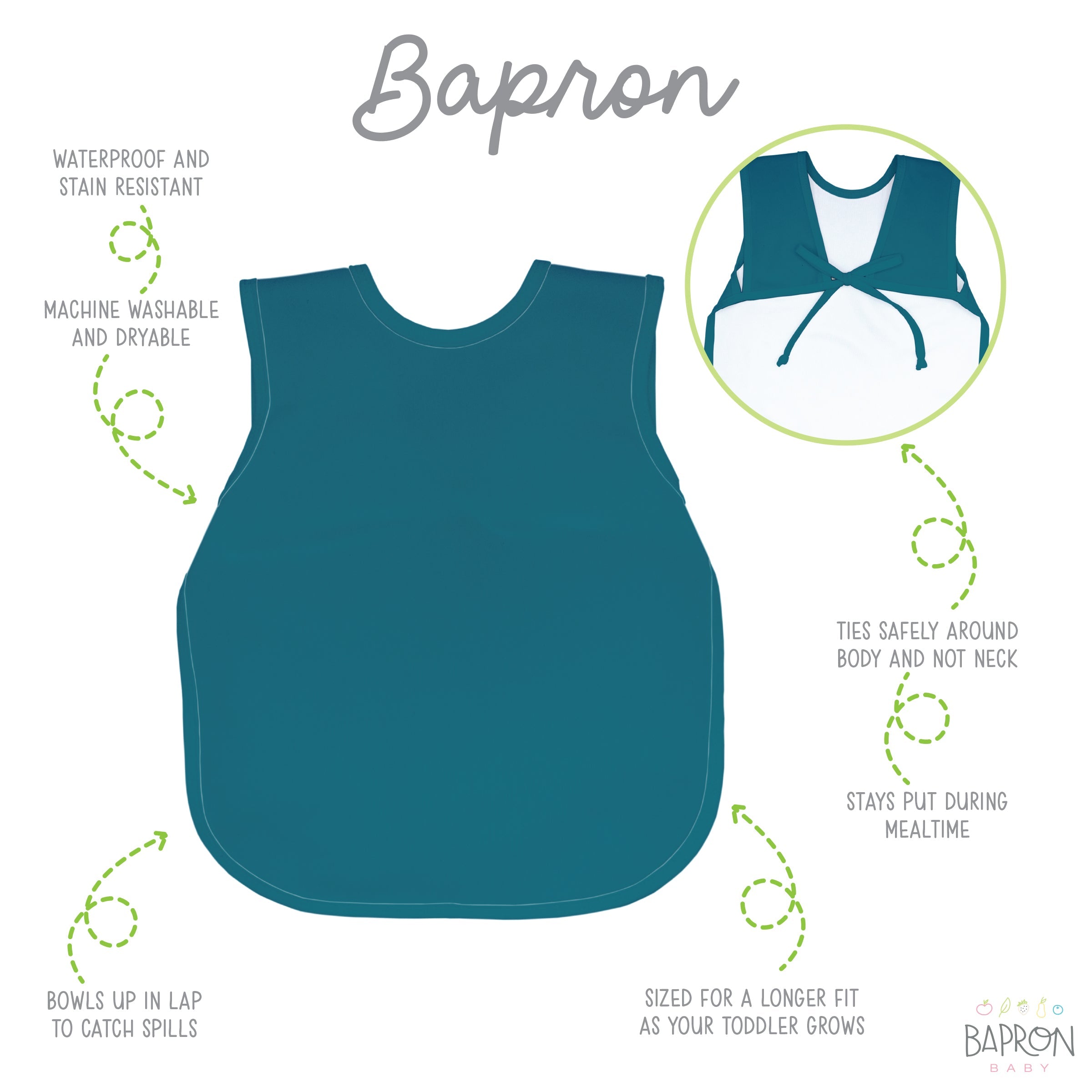 Solid Teal Minimalist Bapron SALE