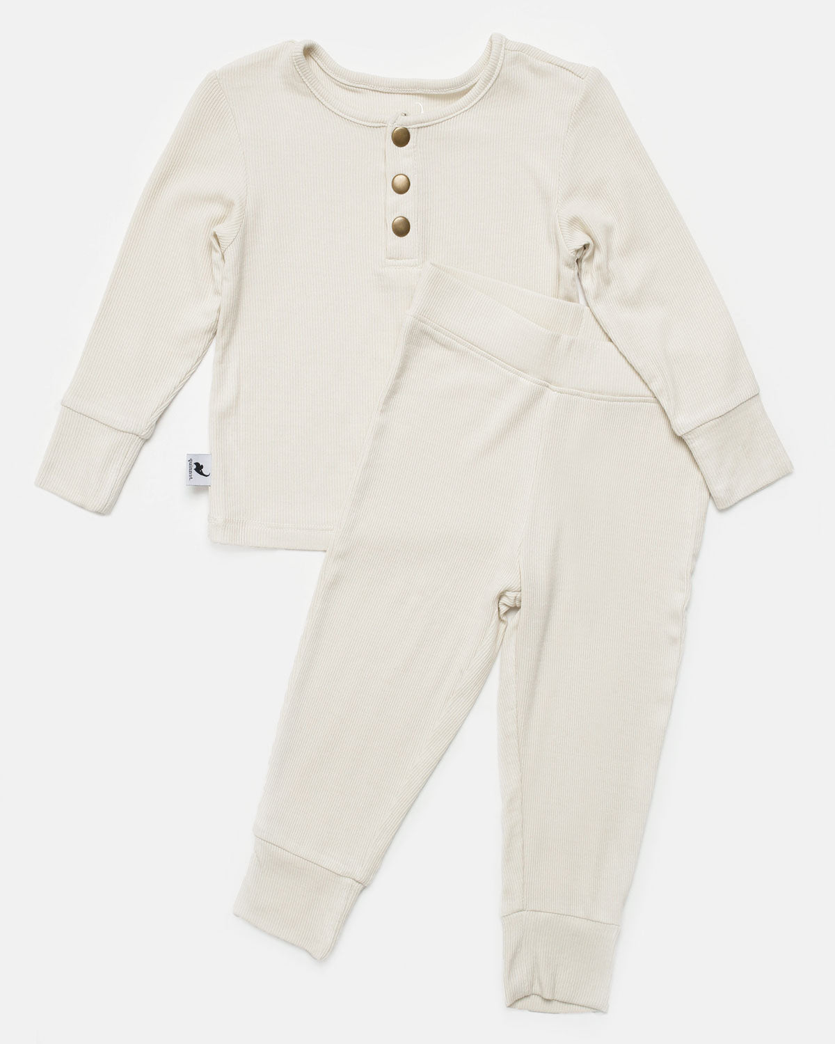 oatmeal ribbed two-piece set