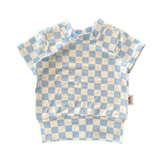 Blue Retro Checkered Summer Lounge Top