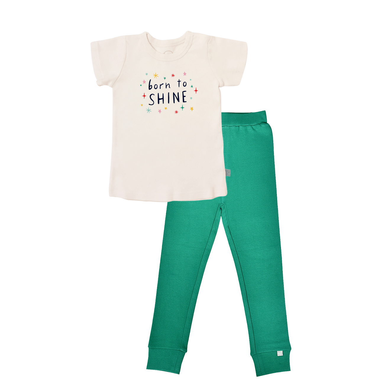 short sleeve pajama set | born to shine emerald