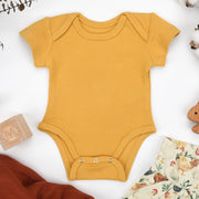 Organic Cotton Short Sleeve Baby Bodysuit, Butterscotch