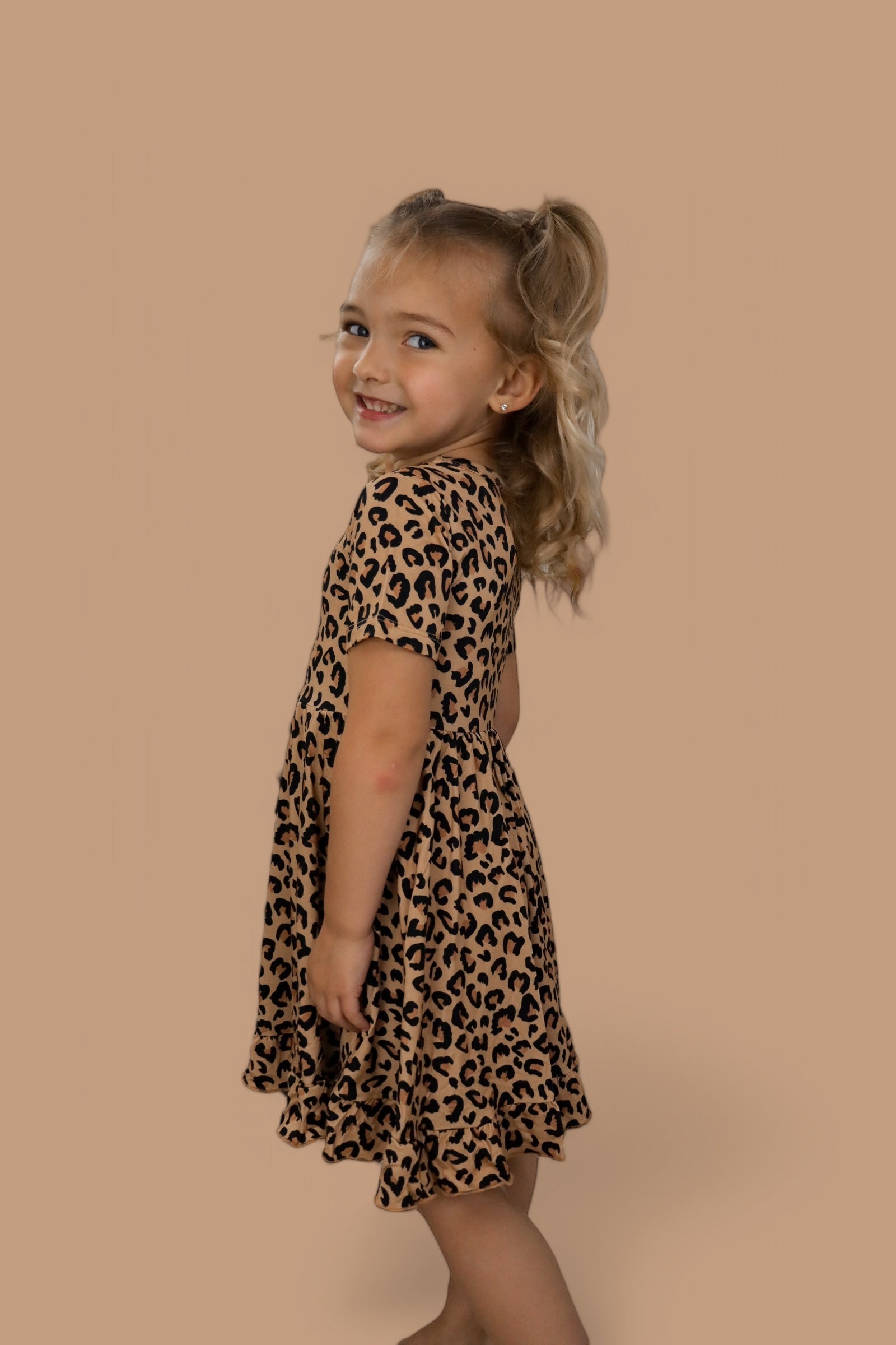 LEOPARD DREAM RUFFLE DRESS