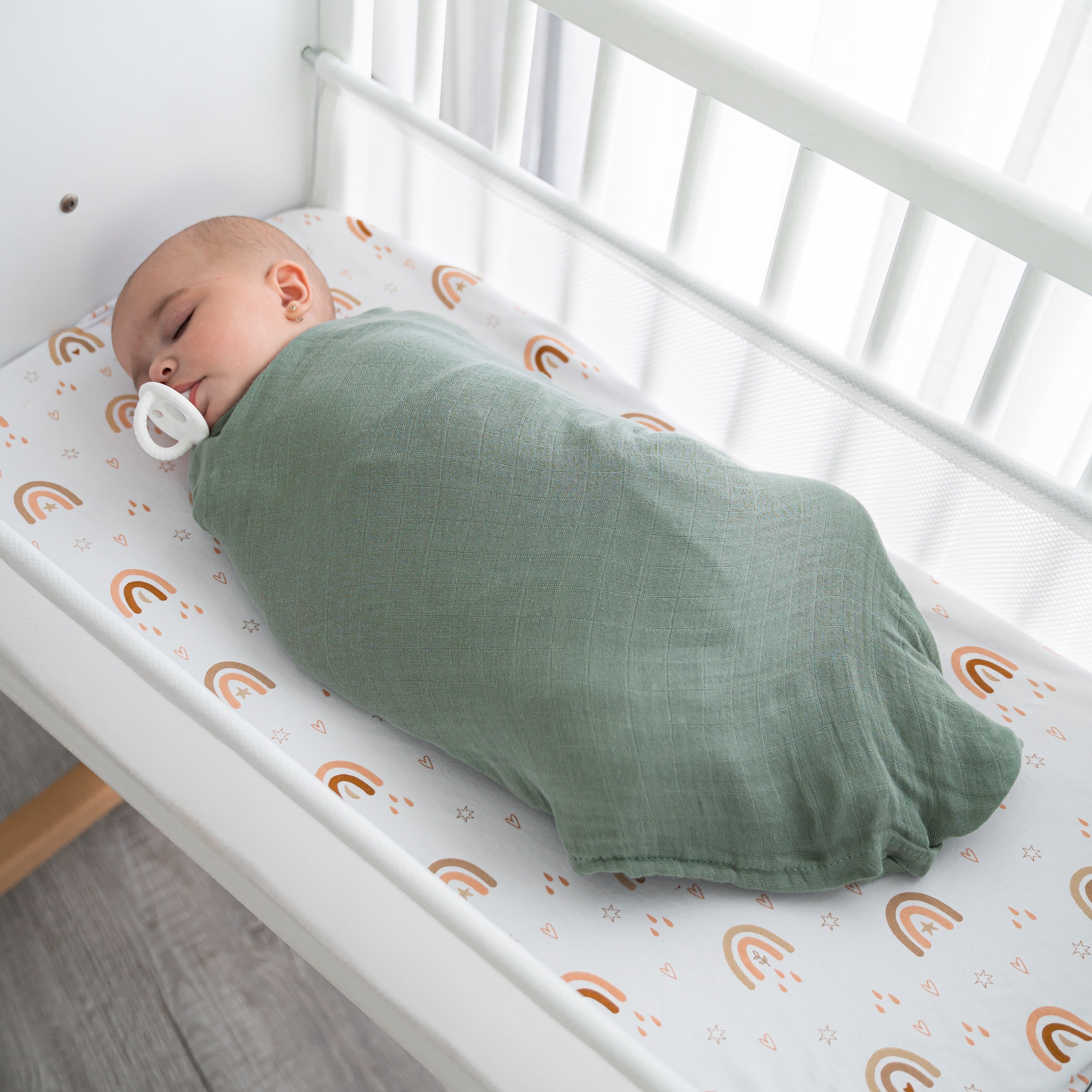 Muslin Swaddle Blankets in Sage, Pacific Blue, Fern, Neptune, 4 Pack