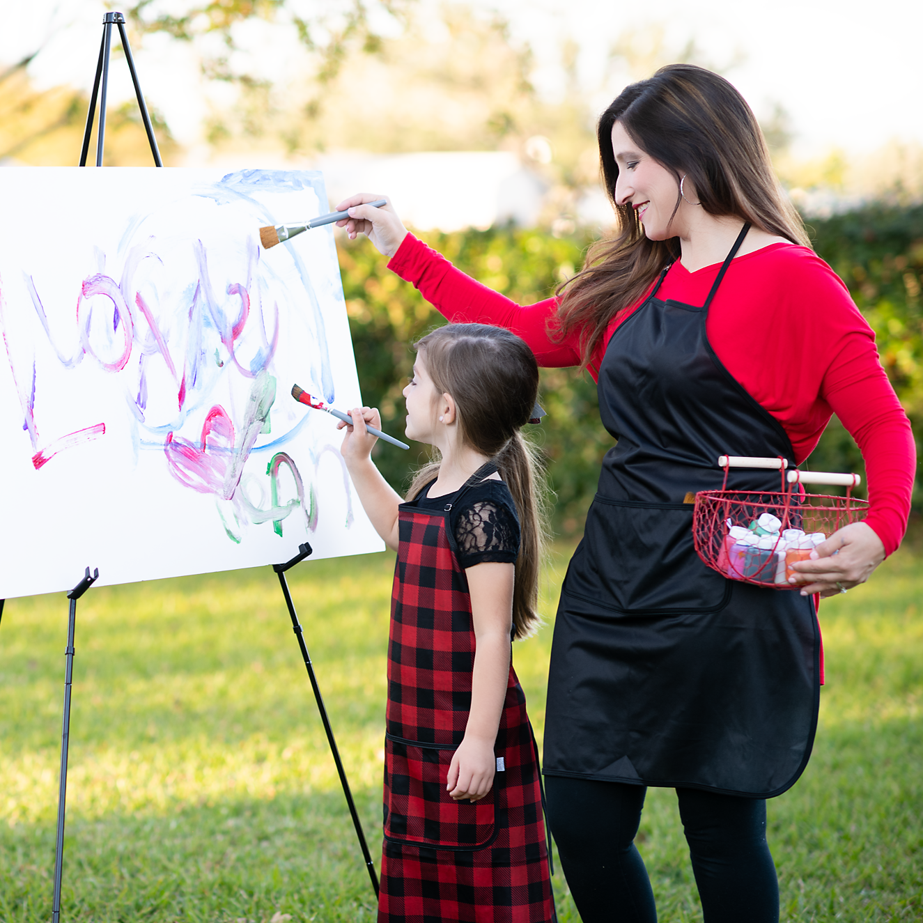 Red Buffalo Plaid Apron - fits sizes youth small through adult 2XL SALE