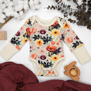 Organic Cotton Long Sleeve Baby Bodysuit, Cassia