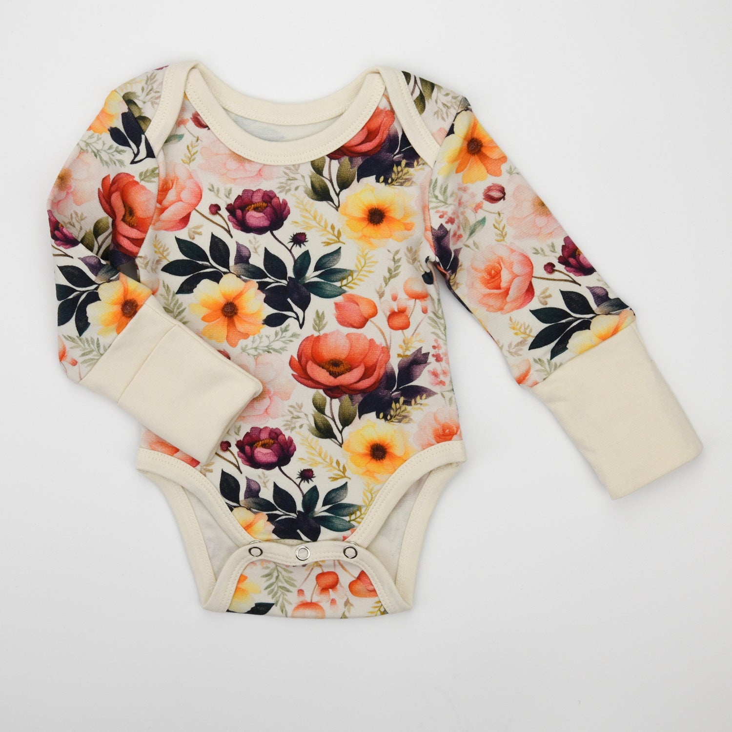 Organic Cotton Long Sleeve Baby Bodysuit, Cassia