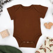 Organic Cotton Short Sleeve Baby Bodysuit, Chestnut