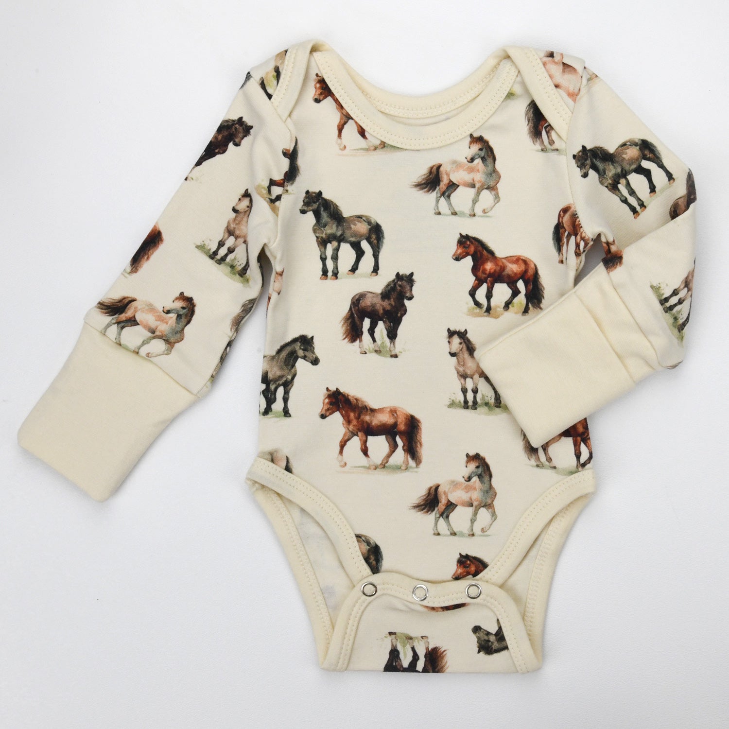 Organic Cotton Long Sleeve Baby Bodysuit, Colt