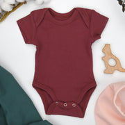 Organic Cotton Short Sleeve Baby Bodysuit, Currant