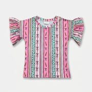 Bow stripe school ruffle tee