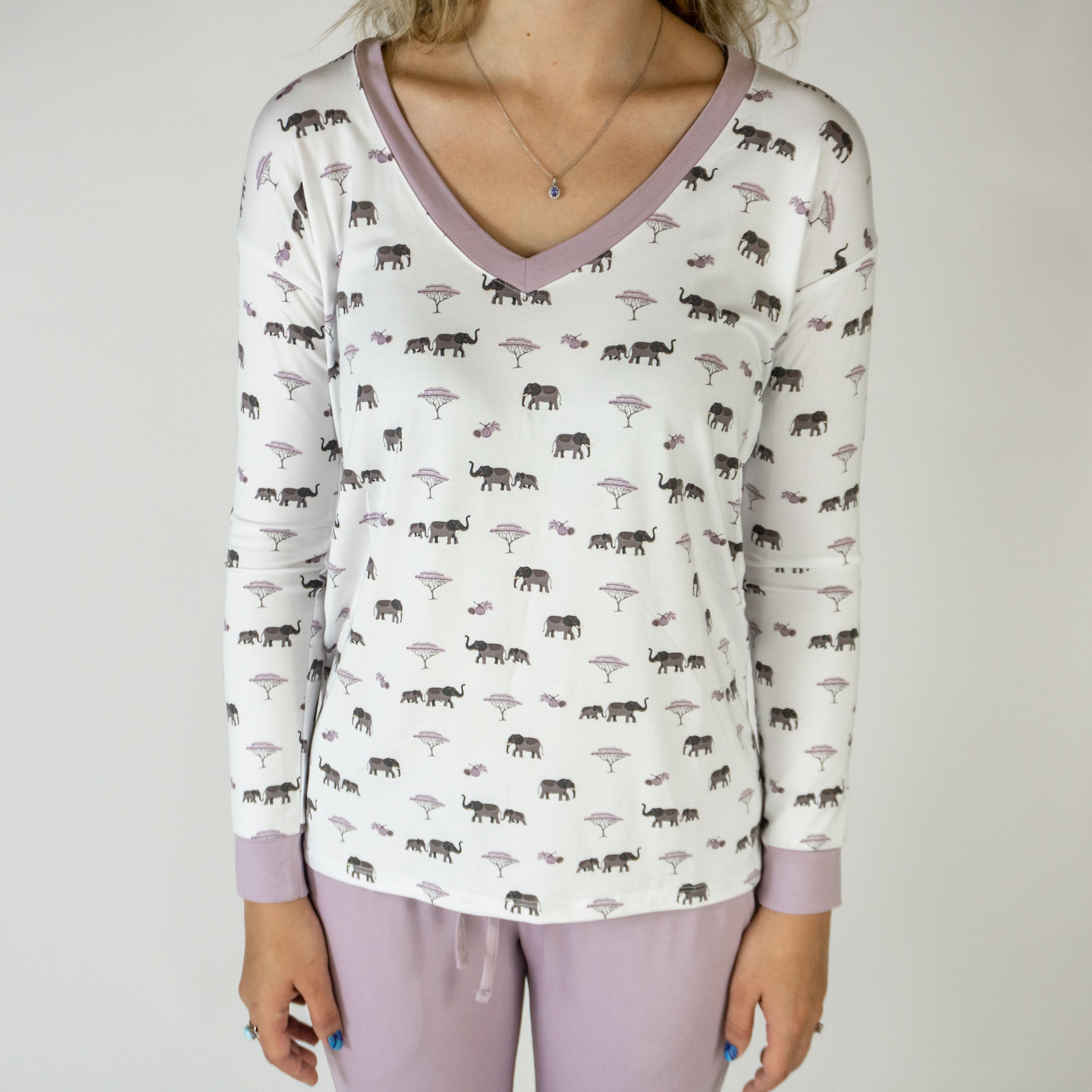Elephant | Adult Long Sleeve V Neck