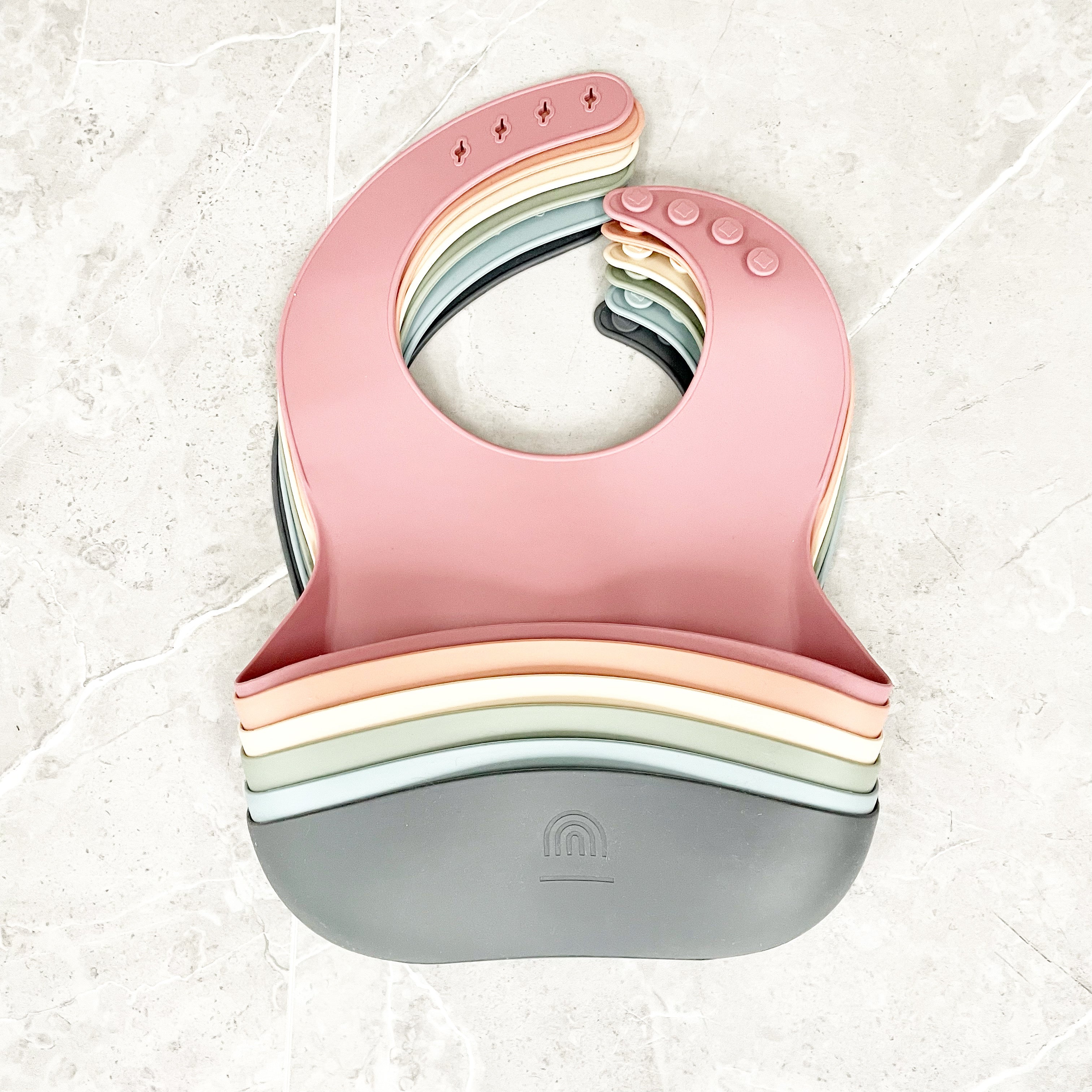 Classic Silicone Bucket Bib · Easy-to-clean · Tan Color