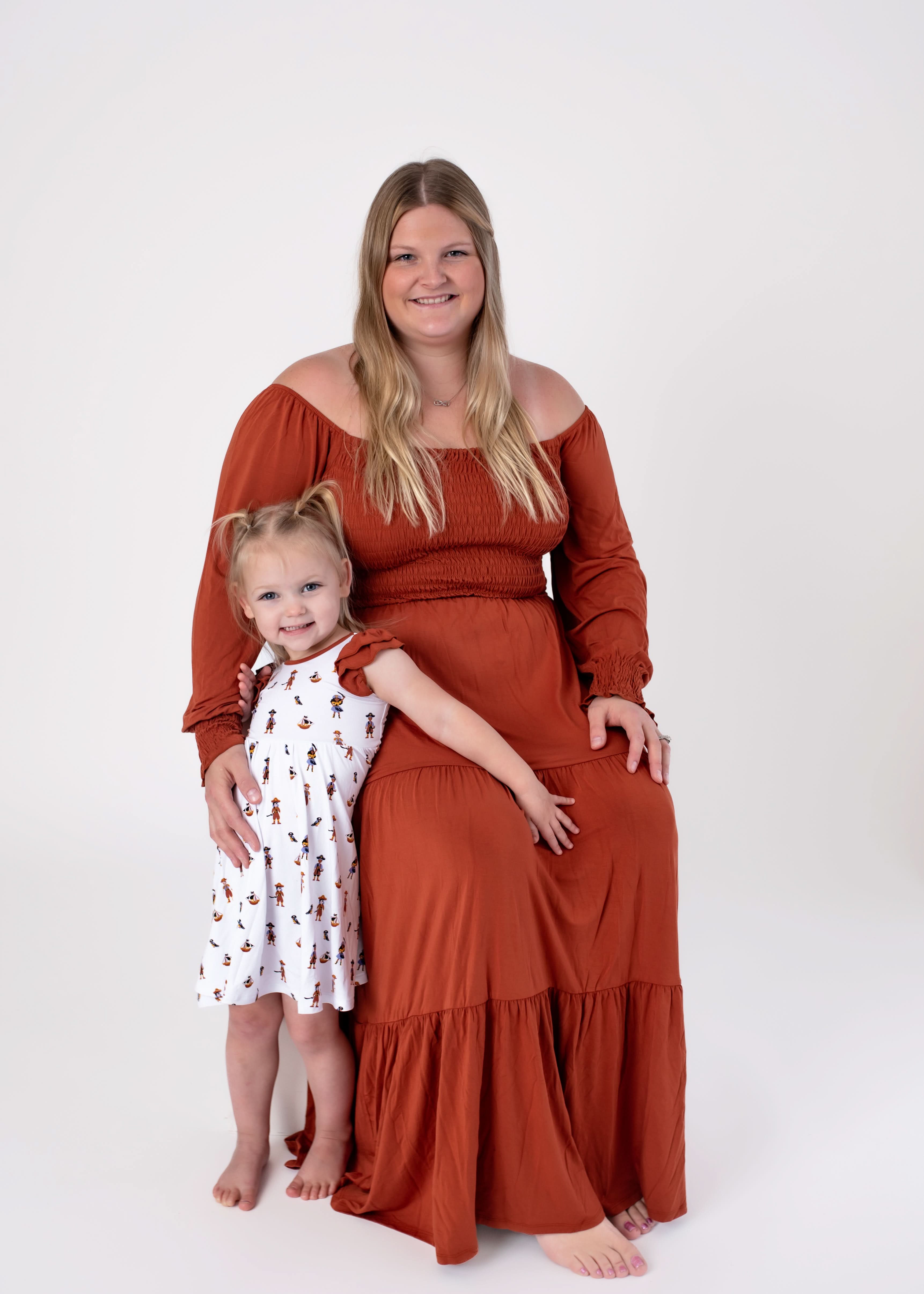 Pecan | Adult Long Sleeve Smocked Dress