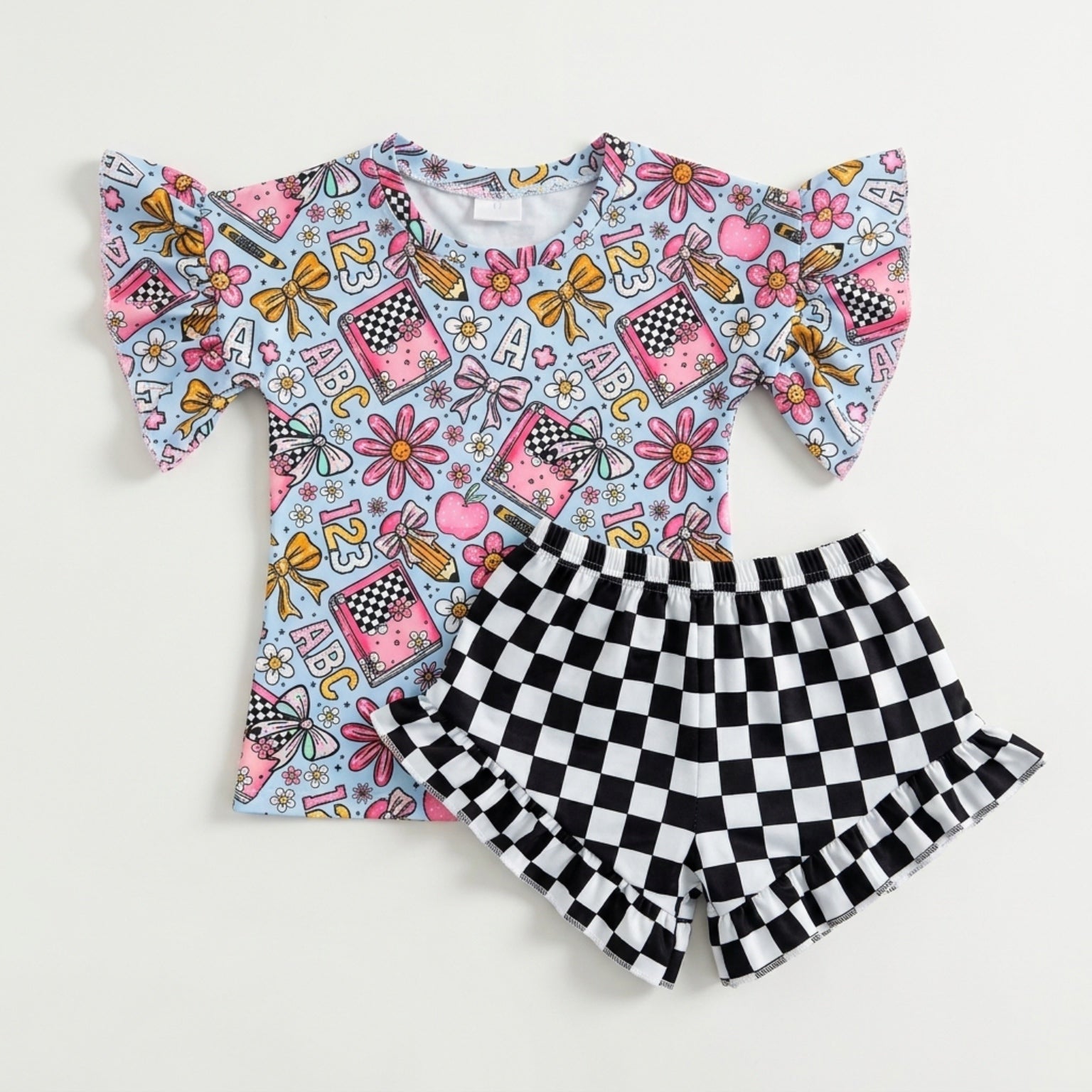 ABC checkered ruffle set