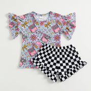 ABC checkered ruffle set