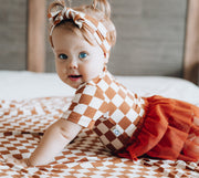 COPPER CHECKERS DREAM TUTU BODYSUIT DRESS