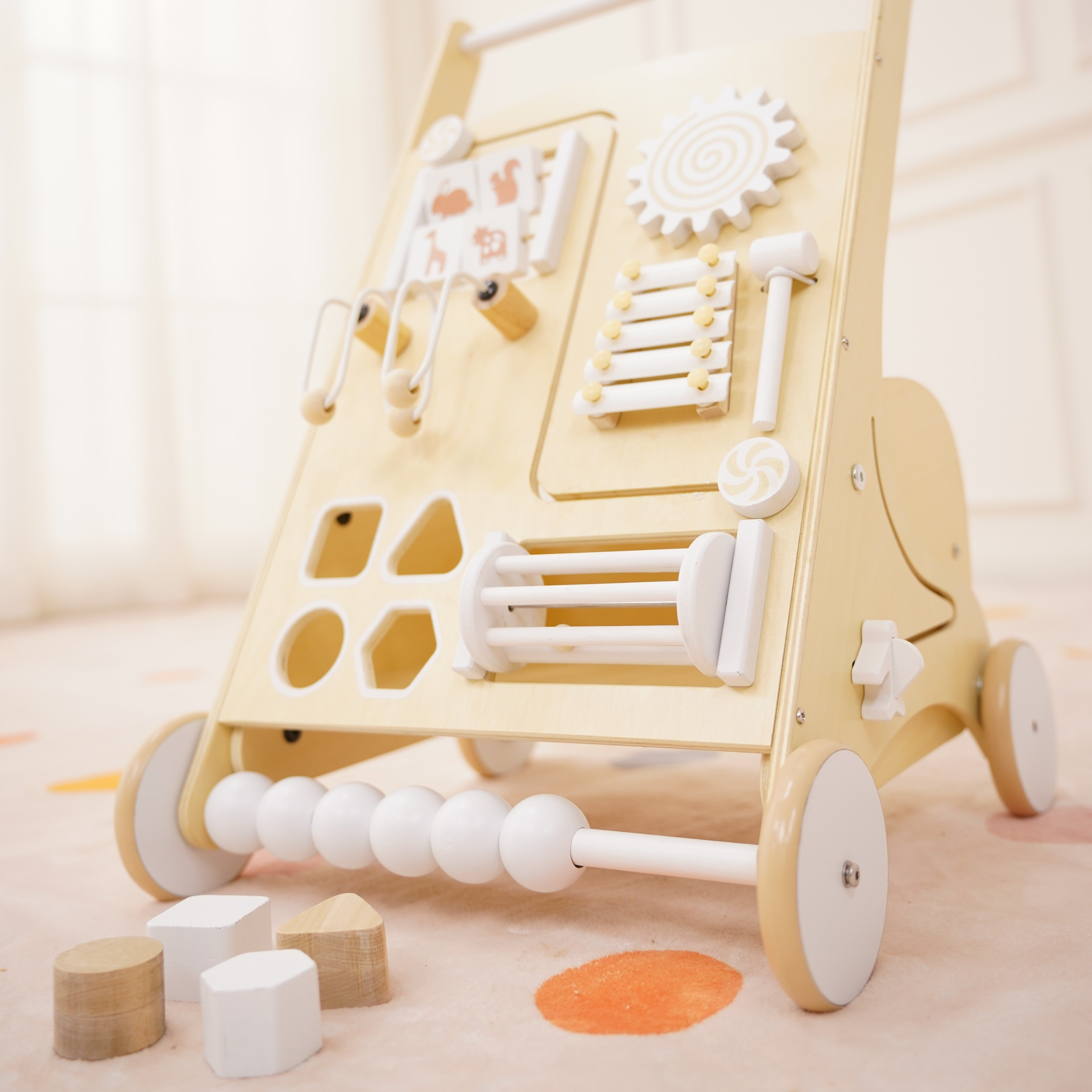 Wooden Baby Activity Walker with Sensory Play