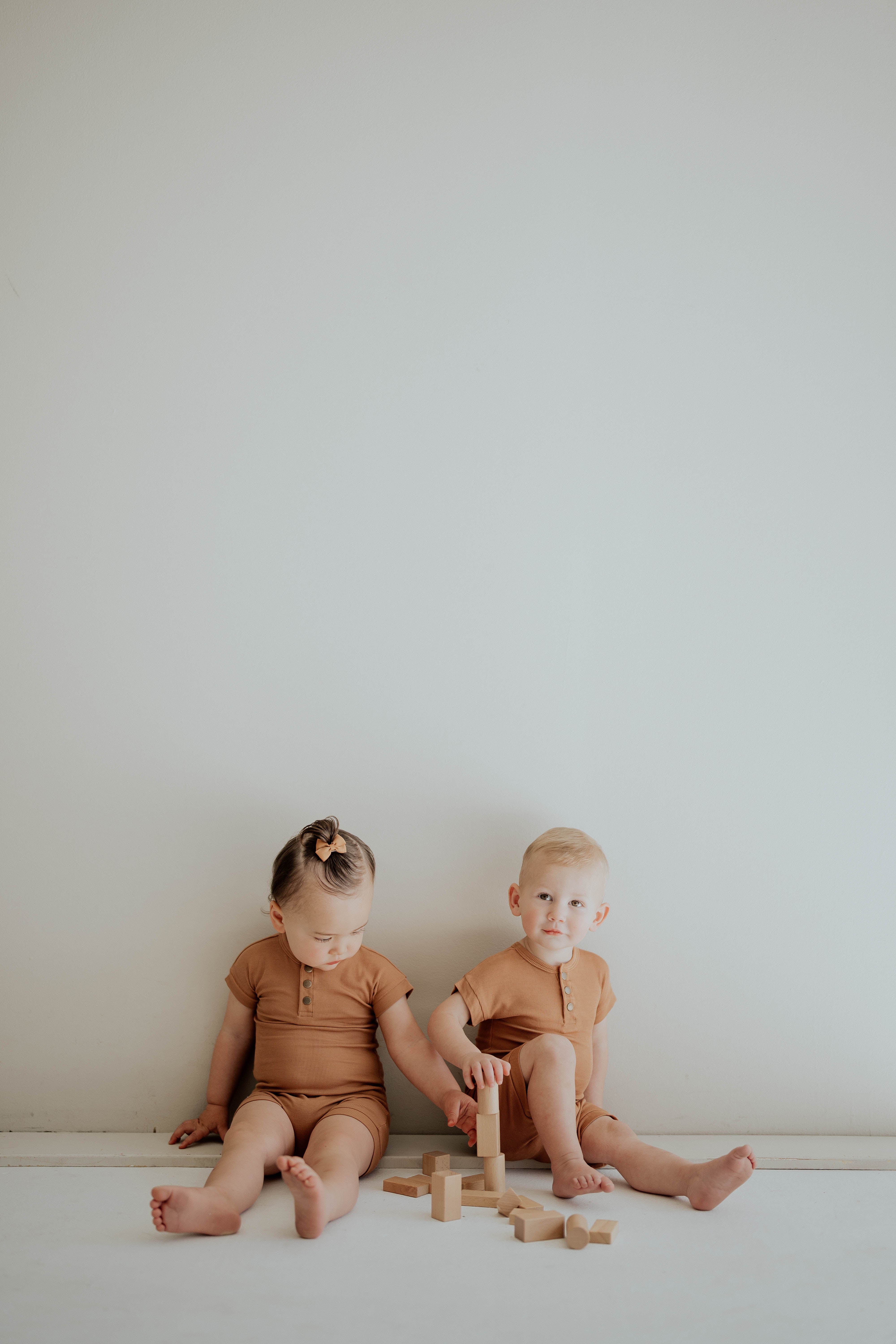 camel ribbed romper