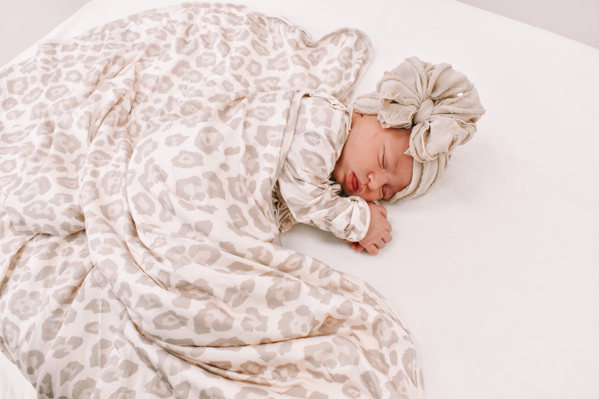 Natural Leopard | Plush Swaddle Blanket