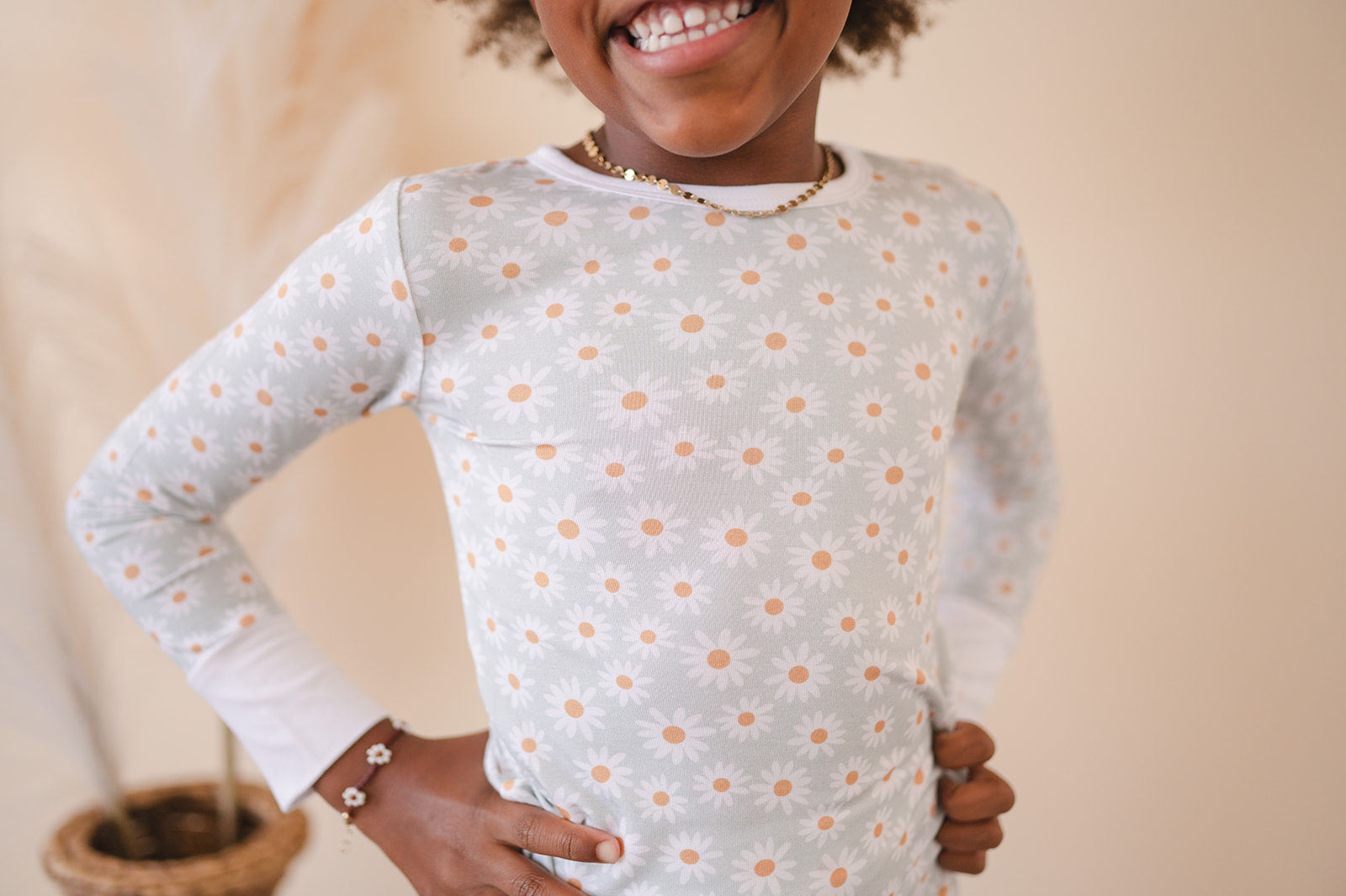 Blue Daisy Floral Bamboo Kids Pajama Set