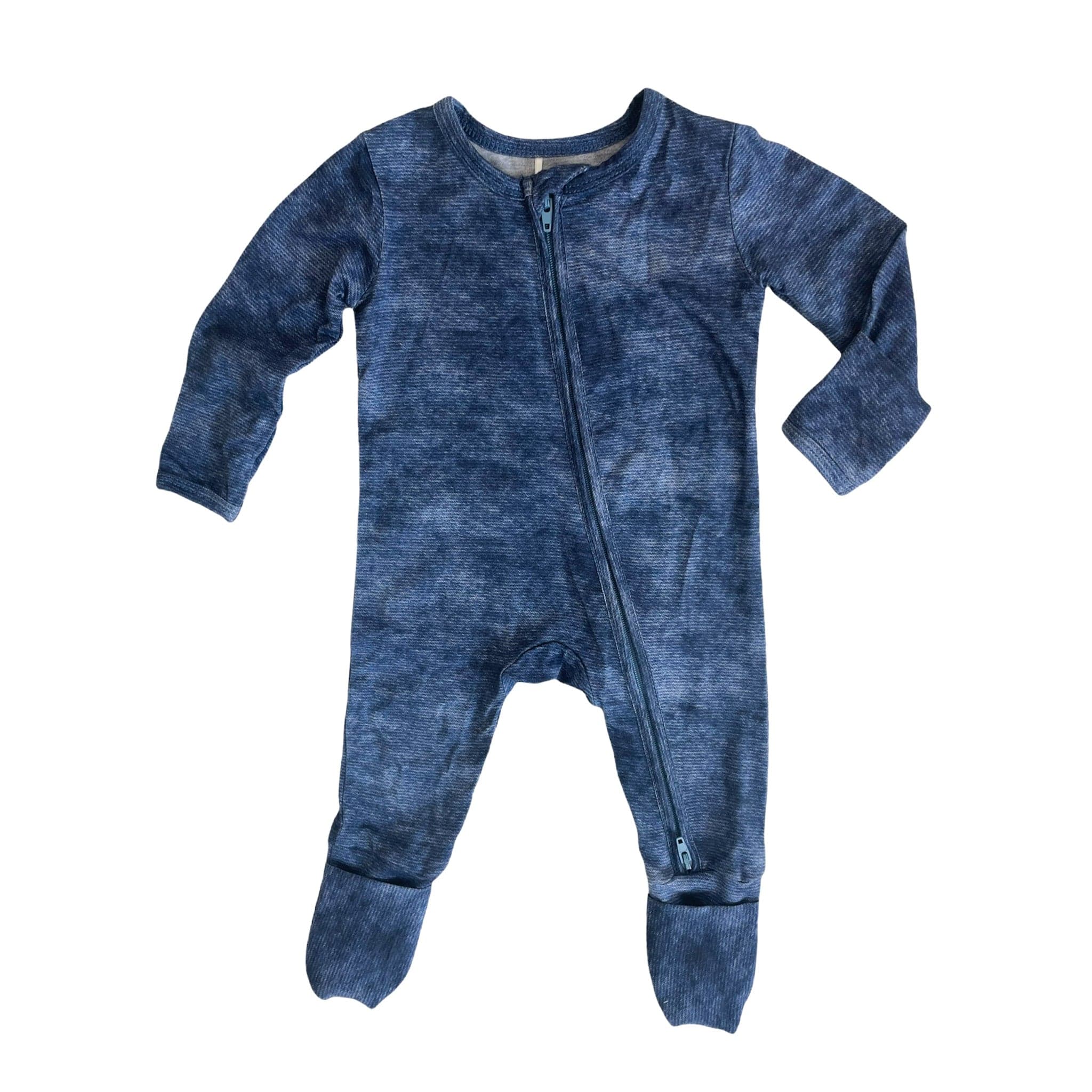 Denim Print | Convertible Two-Way Zip Footie