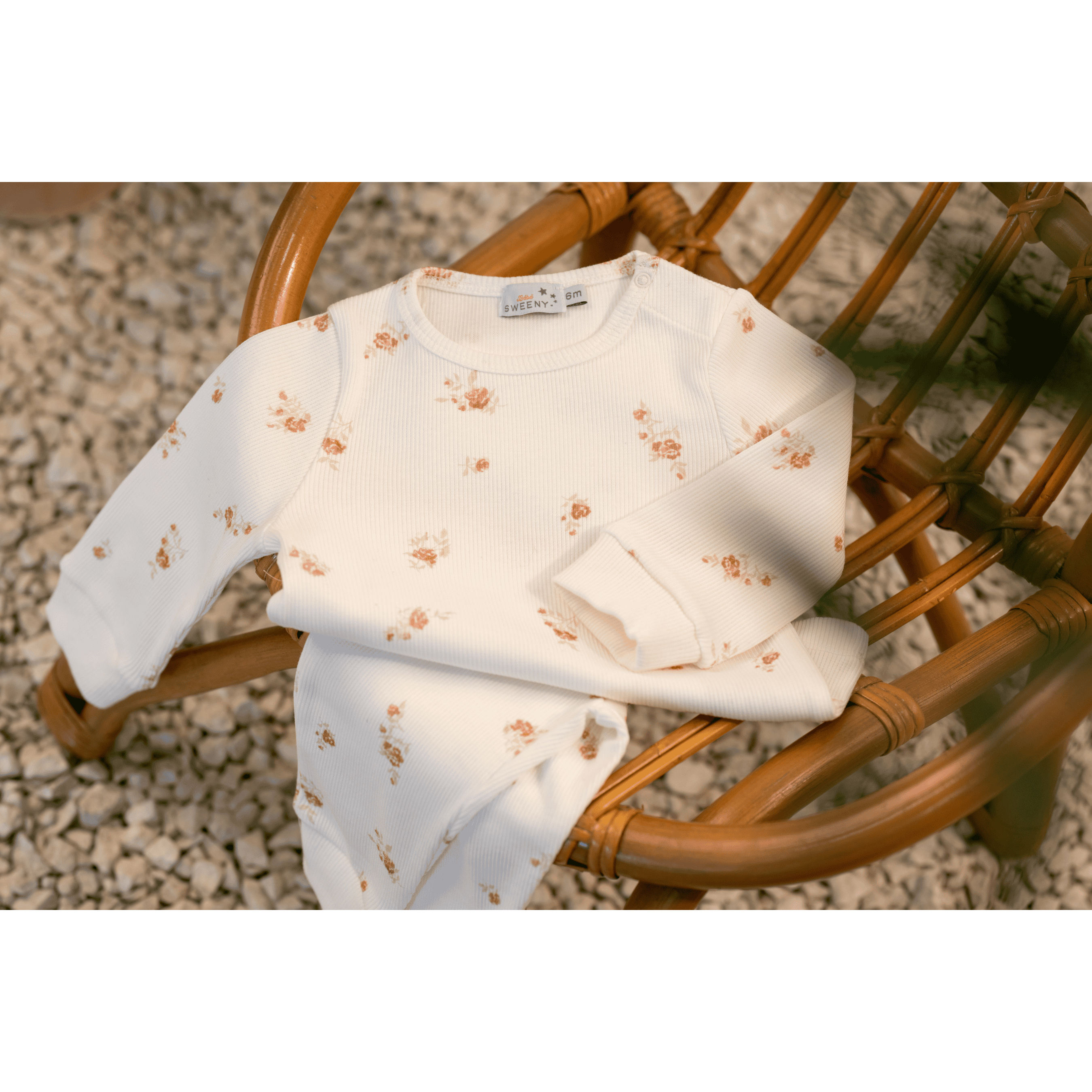 LEHANE | Girls Ivory & Pink Ditzy Rose Print Two-Piece Set
