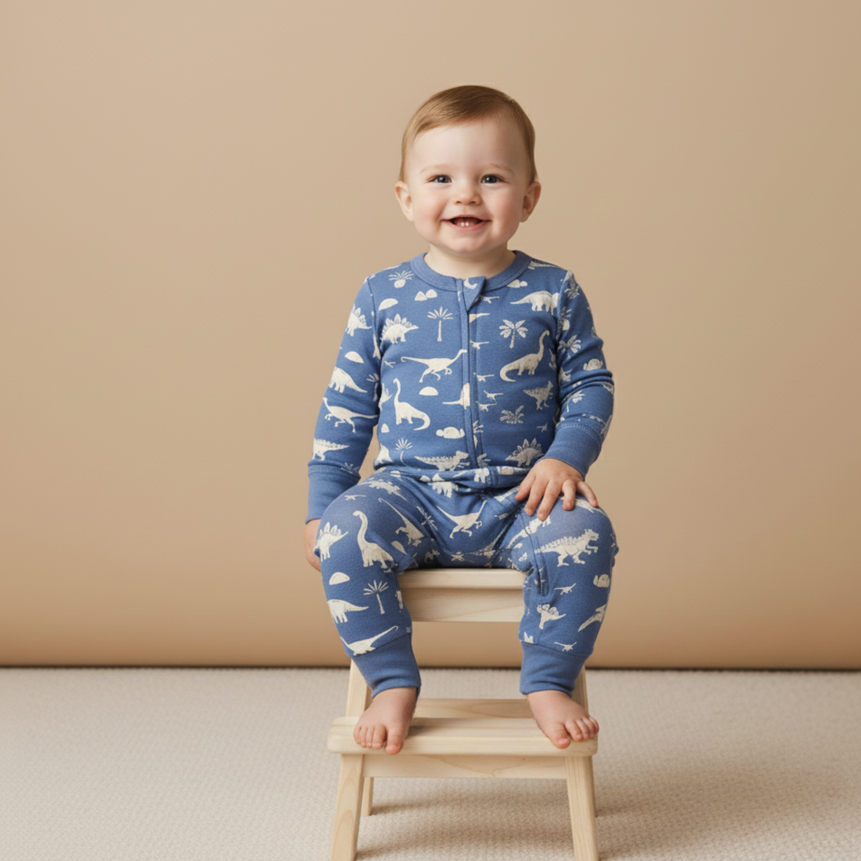 Organic 2-Way Zip Romper - Dino