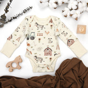 Organic Cotton Long Sleeve Baby Bodysuit, Dusty
