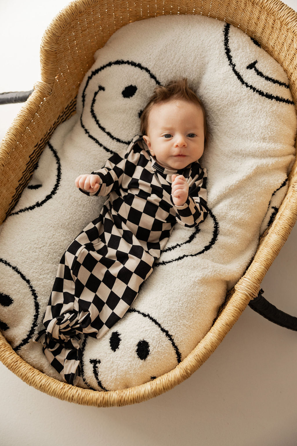 Bamboo Knotted Gown | Black Checkerboard