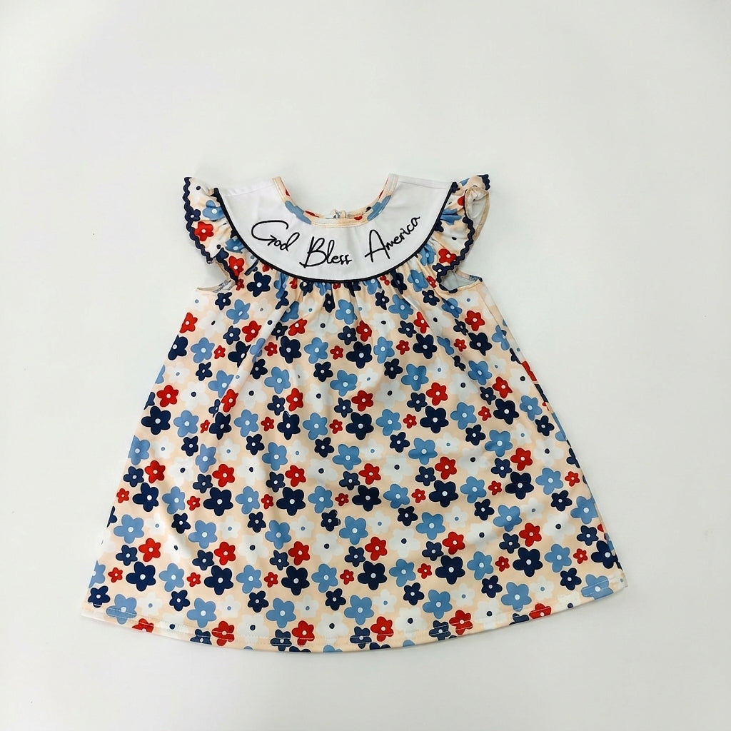 God bless America embroidery dress