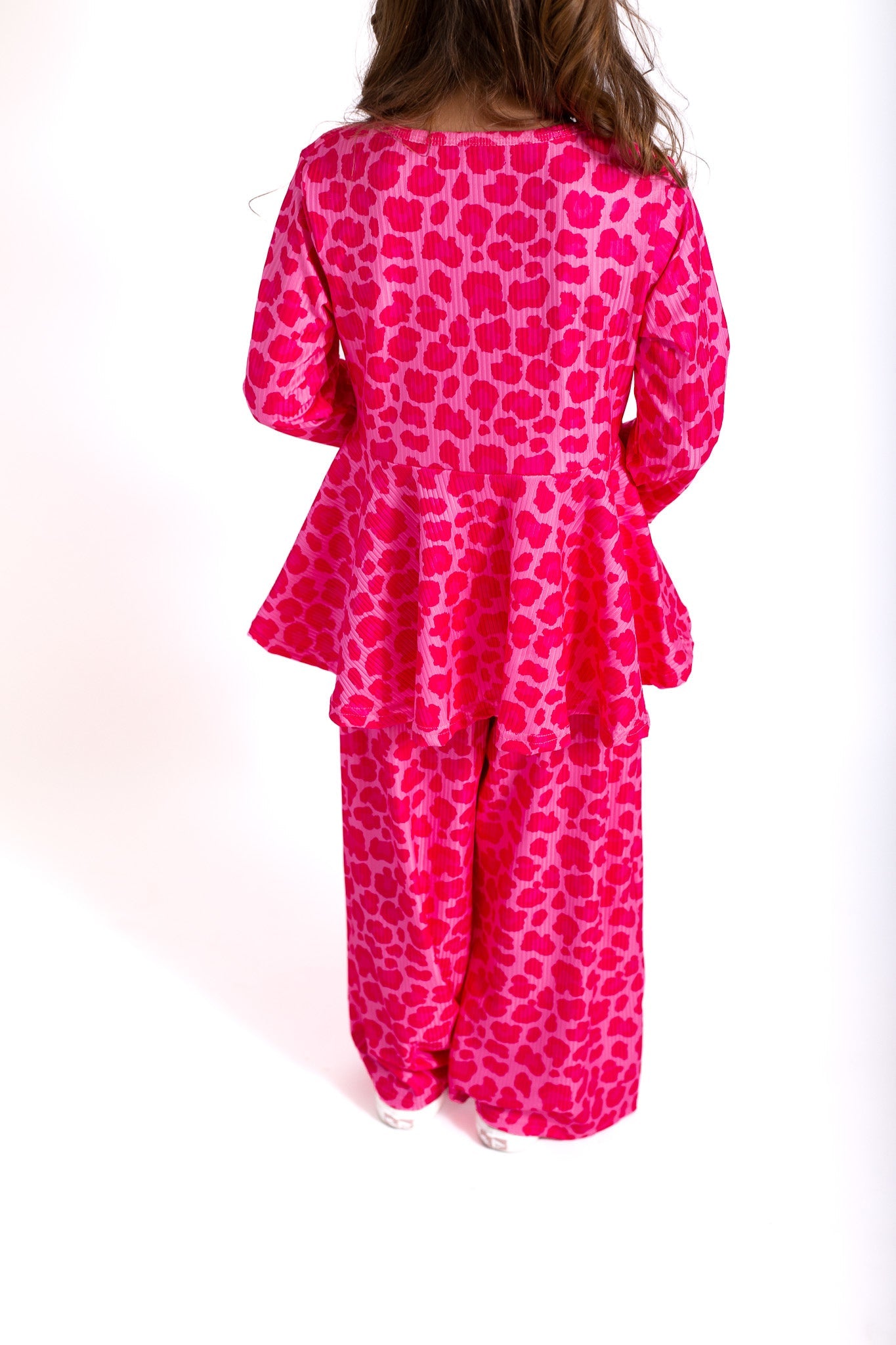 Pink leopard ribbed lounge set