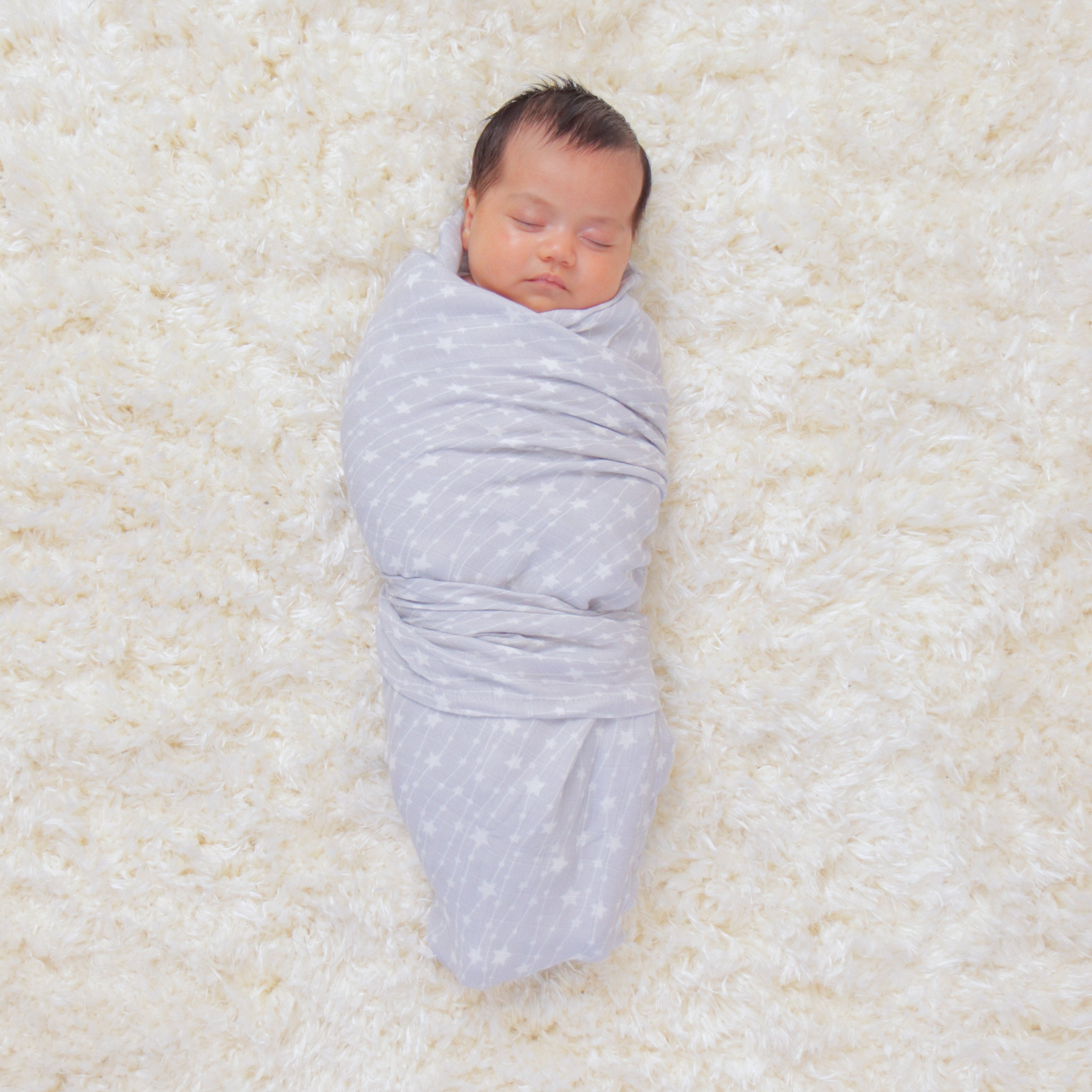 Muslin Swaddle Blankets in Grey, 4 Pack