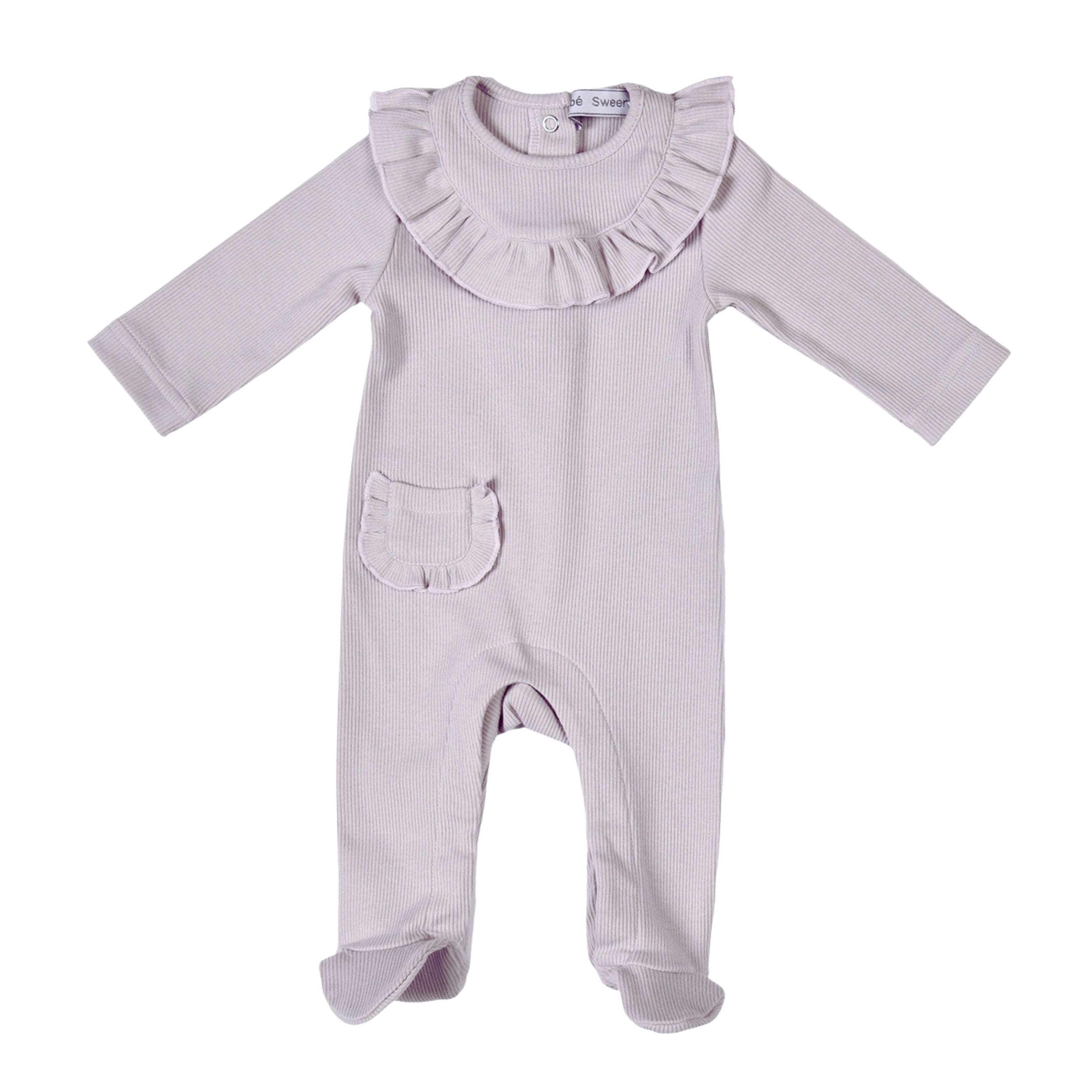 EMILIA | Baby Girls Lilac Ribbed Cotton All-in-One Set (3)