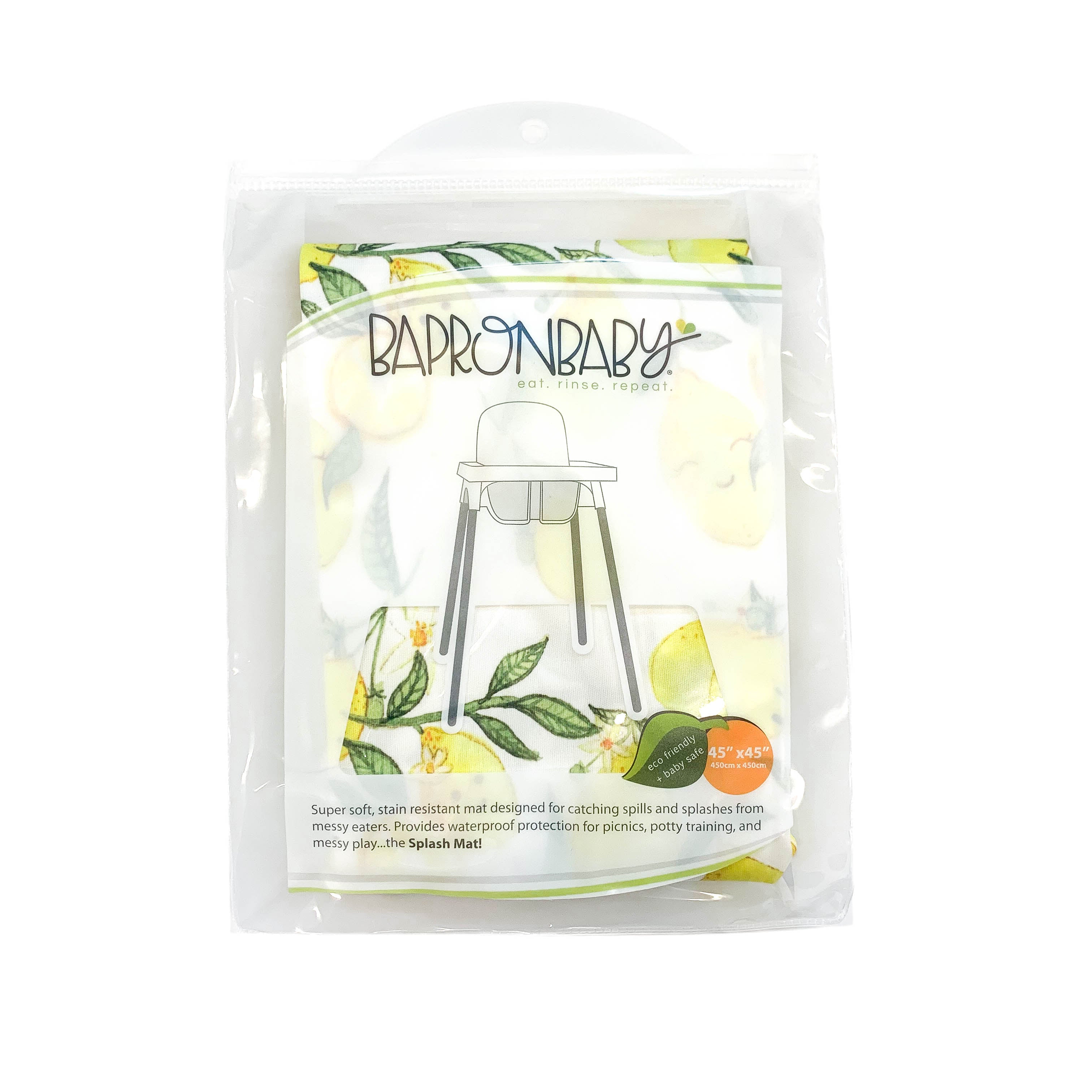 Fresh Lemon Splash Mat - A Waterproof Catch-All for Highchair Spills and More!